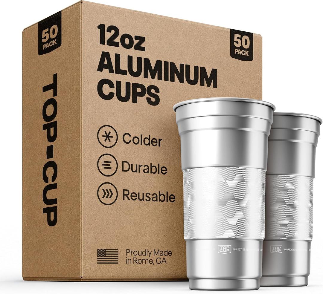 Top Cup Aluminum Party Cups, Stealth Design, 12oz, 50 Count, 12oz - 50ct