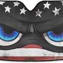 Car Windshield Sunshade Foldable American Flag and Large Eyes Sun Visor Protect UV Rays for Sedans SUV Trucks Lowers Cabin Temperature, Keeps The Interior of The Car Cool 53 x 23.5 Inch