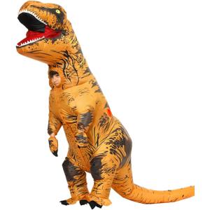 Inflatable Dinosaur Costume Kids Dinosaur Suit Blow up Full Body Dino Costume Boys Girls for Halloween Cosplay Party (Brown)