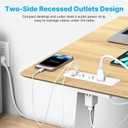 CCCEI 6 Outlets Dual Side Recessed Power Strip with USB C Ports, Furniture Flush Mount, Under Desk, Desk Top Multiple Outlets, Hidden Charging Station for Conference Table, Nightstand, White. 10FT.