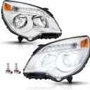 Headlight Assembly Compatible with 2010-2015 Chevy Equinox LS/LT Model, Replacement Pair Headlamp w/LED Bulbs & Wiring Harness, 10-15 Equinox Head Light Chrome Housing Amber Reflector