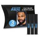 Just for Men 1-Day Beard & Brow Color, Temporary Color for Beard and Eyebrows, For a Fuller, Well-Defined Look, Up to 30 Applications, Black, Ships in Eco-Friendly Packaging (Pack of 3)