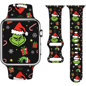 Watbro Holiday Watchband Compatible with Apple Watch 38mm 40mm 41mm 42mm 44mm 45mm 49mm Women Men,Soft Silicone Cute Sport Strap for Apple Watch Ultra iWatch Series 11 10 9 8 7 6 5 4 3 2 1 SE Band
