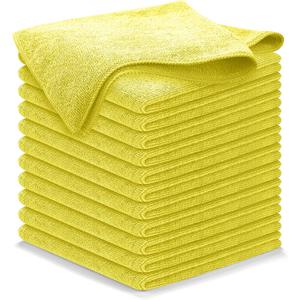 USANOOKS Microfiber Cleaning Cloth Yellow - 12 Pcs 12.5"x12.5" - High Performance - 1200 Washes, Ultra Absorbent Towels Weave Grime & Liquid for Streak-Free Mirror Shine - Car Washing Cloth