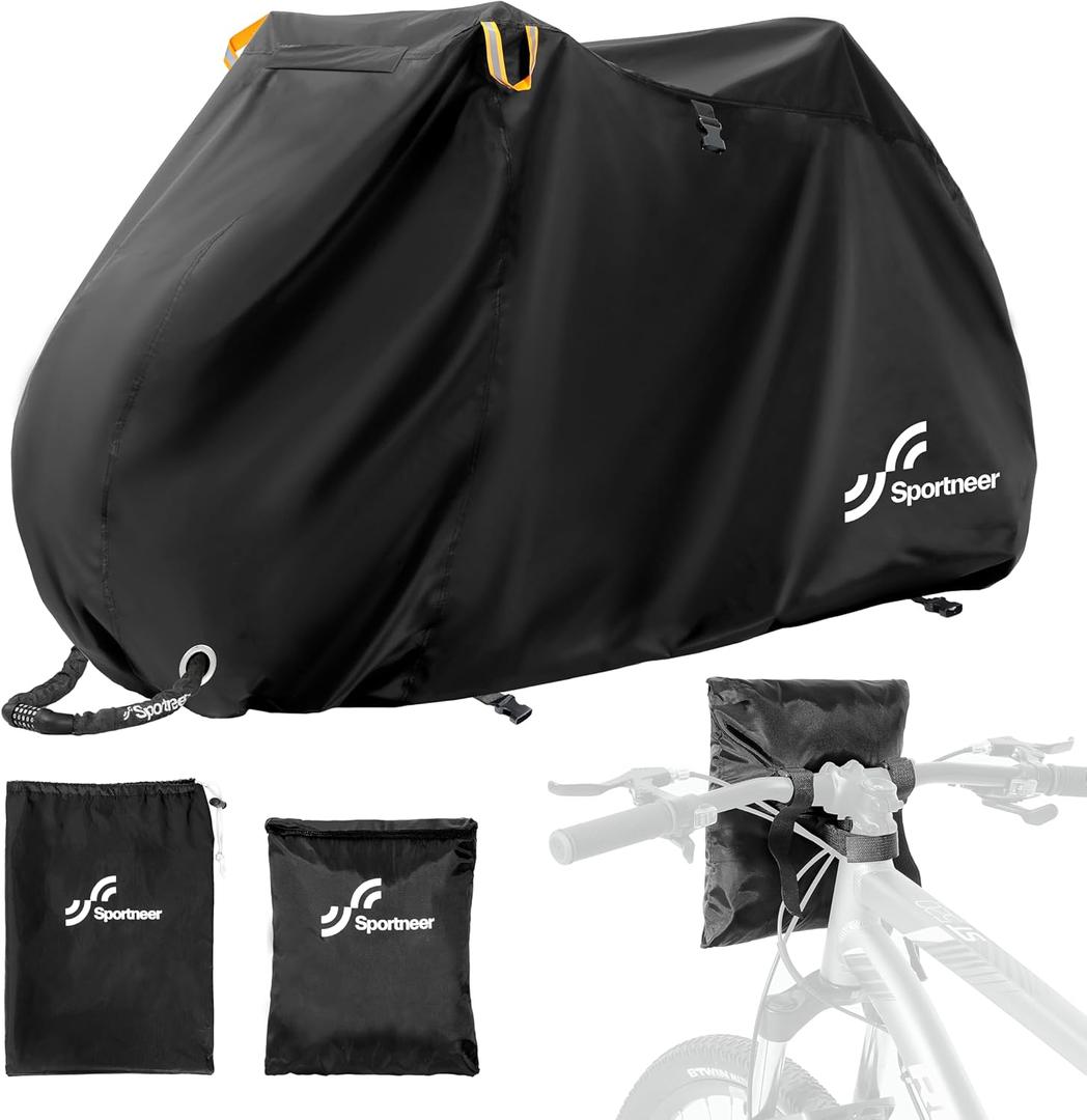 Sportneer Bike Cover: Waterproof Outdoor Bicycle Covers with Lock Hole & Storage Bag - Rain Sun UV Dust Wind Proof Bike Covers for Mountain Road Electric Bike