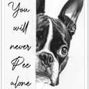 Black and White Bathroom Wall Art Boston Terrier You Will Never Pee Alone Canvas Poster Print Funny Bathroom Signs Pictures Dog Lovers Living Room Ideas Wall Decor 16x24inch Unframed (16L" x 24W", style-5-Unframed)