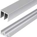 Metal Sliding Door Track Set for 1/4" Thick Panels Glass Cabinet Door Window Sliding Track, Size 48 x 0.79 inches (Silver)
