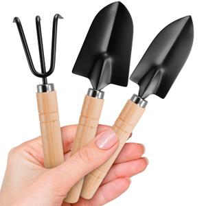 3 Pcs Small Garden Tools for Gardening  Planting Tools Set with Small Garden Shovel Hand, Ergonomic Hand Rake, Rustproof & Solid Wood Handle  Shovels for Digging & Indoor Plant Care