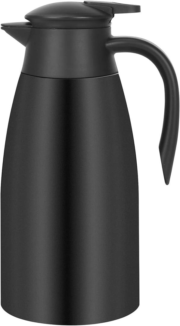 70oz Thermal Coffee Carafe Insulated Coffee Thermos, Stainless Steel Insulated Vacuum Coffee Carafes For Keeping Hot, Double Walled Insulated Vacuum Flask, Tea Water Coffee Dispenser Airpot (Black)