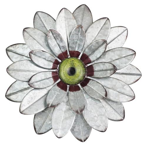 YEAHOME Metal Flower Wall Decor, 11" Boho Wall Art for Bedroom/Rustic Patio Decor