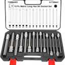 TOMMARS 15-PC Metric Long Hex Bit Socket Set, Extra Long Socket Set S2 Alloy Steel 3/8", 1/2" Drive, H2 - H19.