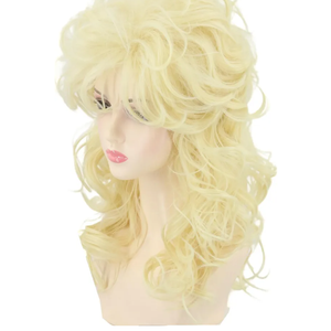 Women's Wigs 70s 80s Fashion Singer Wigs Blonde Long Curly Beehive Wigs for Halloween Costume Party Wig