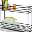 Household Essentials Glidez Multipurpose Paint-Finished Steel Pull-Out/Slide-Out Storage Organizer with Plastic Liners for Under Cabinet Use - 2-Tier Design, Black