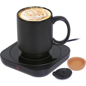Coffee Mug Warmer & Mug Set for Desk, Electric Coffee Cup Warmer with Ceramic Mug, Smart Heated Coffee Mug with Auto Shut Off for Office/Home, Christmas/Birthday/Coffee Gifts for Men & Women, Black