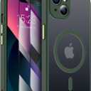 SEXYMOM Magnetic for iPhone 13 Case with Privacy Screen Protectors X2 - Upgraded Camera Protection - Compatible with Magsafe,21ft Drop Tested,Slim Fit Translucent Matte Phone Case - Dark Green