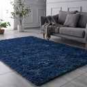 TABAYON Luxury 6x9 Ft Modern Indoor Home Living Room Area Rugs, Anti-Skid Soft Fluffy Shag Fur Bedroom Rugs for Home Decor Navy Blue