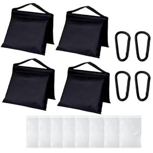 Gimaibugraff 4 Pack Sandbags with 8 PE Bags and 4 Buckle, Weight Bags for Light Stand Photography Video Equipment, Heavy Duty Sand Bags for Backdrop Stand, Photo Tripod, C Stands and Light Stands