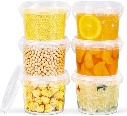 ASEVAT 25oz Food Grade Plastic Storage Containers, Airtight Food Storage Container, Reusable Microwave Safe Bowls With Lids, Freezer Safe Containers, Sauce, Soup (6Pack)