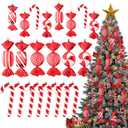 Lanpn 14 Pcs 6.5" Large Candy Cane Christmas Decorations, Giant Peppermint Candies Xmas Tree Ornaments, Red White Lollipop Candy Canes, Sweet Hanging Decor for Candyland Holiday Indoor Outdoor