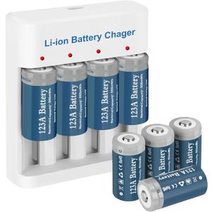 8 Pack CR123A Rechargeable Lithium Batteries with Charger 3.7V 800mAh 123a Lithium Batteries for Arlo Camera and Flasglight