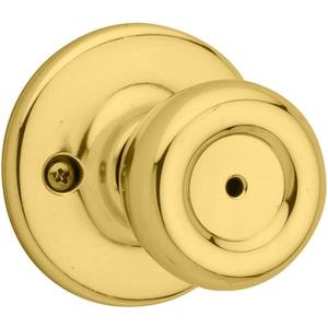 Kwikset Tylo Interior Privacy Door Knob with Lock, Door Handle For Bathroom and Bedroom, Polished Brass Keyless Turn Lock Doorknob, 1 Count (Pack of 1)