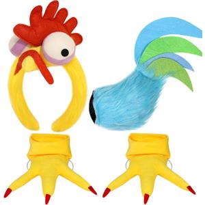 Chicken Costume for Adult Women - 3PCS Halloween Costume Accessories Includes Chicken Headband and Tail for Cosplay Theme Party Dress Up