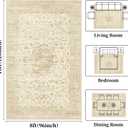 Beige 8x10 Living Room Rug, Non Slip Neutral Area Rug for Bedroom, Nursery