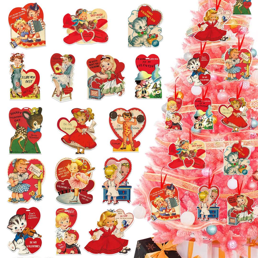 Vintage Valentine's Day Ornaments 20 Pack