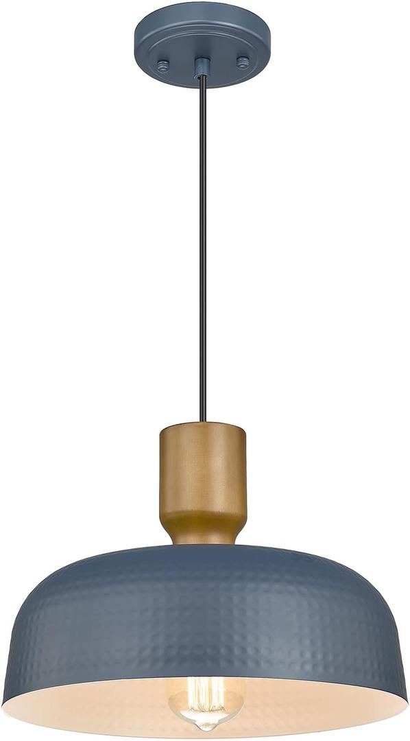 Darkaway Pendant Light Fixtures Ceiling Hanging with Hammered Metal Shade, Modern Pendant Light for Kitchen Island Lighting Hanging Lamp Adjustable Height, Medium, Medium,1 Pack