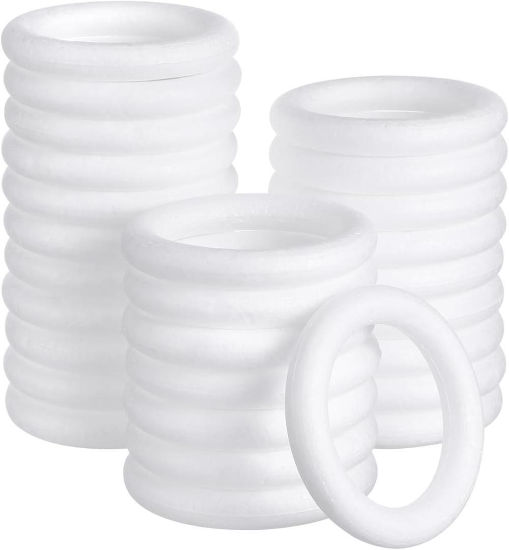White Decor Foam Wreath Forms 4in/ 10cm Foam Circle for Christmas Decorations DIY Supplies (30 Pack) Nativity Ornaments Rings