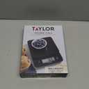 Taylor Glass Top Food Scale with Touch Controls, 11 lb Capacity, Sleek Black Design for Precision Food Measurement in Grams and Ounces