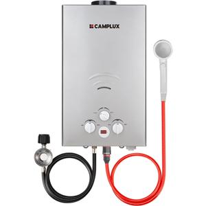 CAMPLUX Tankless Water Heater - 2.64GPM Portable Propane Heater for Off Grid, Camping, Outdoor Shower - 68,000 BTU - BW264G - Gray