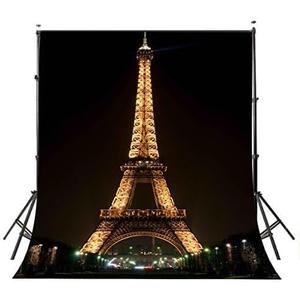 Black Backdrop Background for Photography Lights up The Eiffel Tower Backdrops for Photoshoot 6X9ft Use for Photography Backdrops Wedding Party Happy Birthday Backdrop 6X9ft Standard Size
