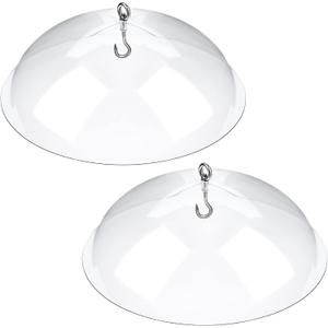2 Pcs Squirrel Baffles Bird Feeder Rain Guard Bird Feeders Protective Cover Clear Round Protective Dome Rain Anti-Squirrel Protective Cover for Hanging Bird Feeders Outdoor Garden - 10''