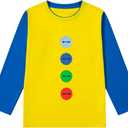 Boy Halloween Cat Long Sleeve T Shirts Button Printed Cosplay Top (7-8T) Multicoloured