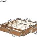 KEIKI King Size Platform Bed with 6 Storage Drawers, Solid Pine Wood Storage Bed Frame, Low Profile Wooden Mattress Foundation with Slats, No Box Spring Needed for Bedroom, Guest Room, Light Walnut
