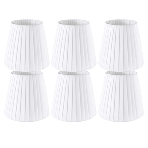 Set of 6 Natural Linen White Clip On Chandelier Lamp Shades For Chandeliers, Wall Lamps, And Other Lighting Fixtures Using E12 Bulbs 4 * 6 * 5 Inch
