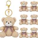 Kenning 6 Pcs Bear Stuffed Keychain for Backpack 2026 Graduation Key Chain Gift 3.3" Cute Mini Bear Plush Keychain Charm Gift (Brown)