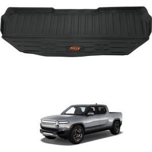 ROCCS Front Trunk Mat Fits for Rivian R1T/R1S Accessories 2022 2023 2024 All Weather TPE Frunk Mats Cargo Liners Trunk Mat with Upper Mat