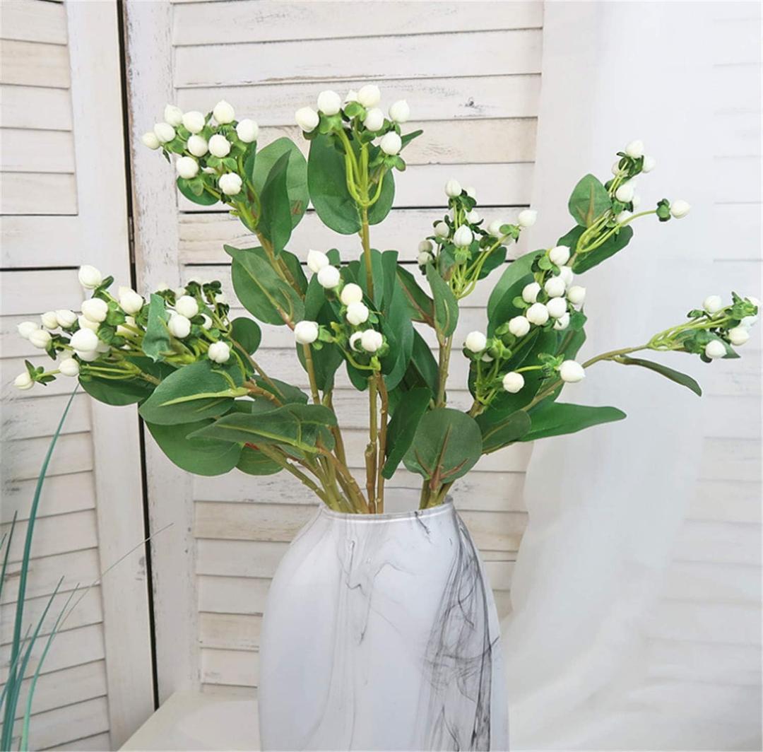 Artificial Flowers Artificial Hypericum Berry Stem Fake Fruit for Party Home Wedding Decoration (White)
 (16 PC)