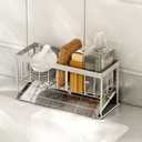 Sink Caddy - Kitchen Sink Organizer - Quick Draining, 304 Stainless Steel Tray (Silvery)