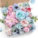 Artificial Flowers Roses Fake Flowers with Stems Blue Pink Artificial Flowers for DIY Bridal Bouquets Faux Flowers Centerpieces for Table Home Decor