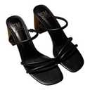 SM New York Block Heel Sandals Strappy Slip On Mules Minimalist Black, 10