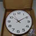 Woodgrain Wall Clock, Silent Non-Ticking Battery Operated Clock 10 Inch, Large Easy-to-Read Number Digital Wall Clocks, Modern Analog Clocks for Living Room Bedroom Kitchen Office Gym, Brown