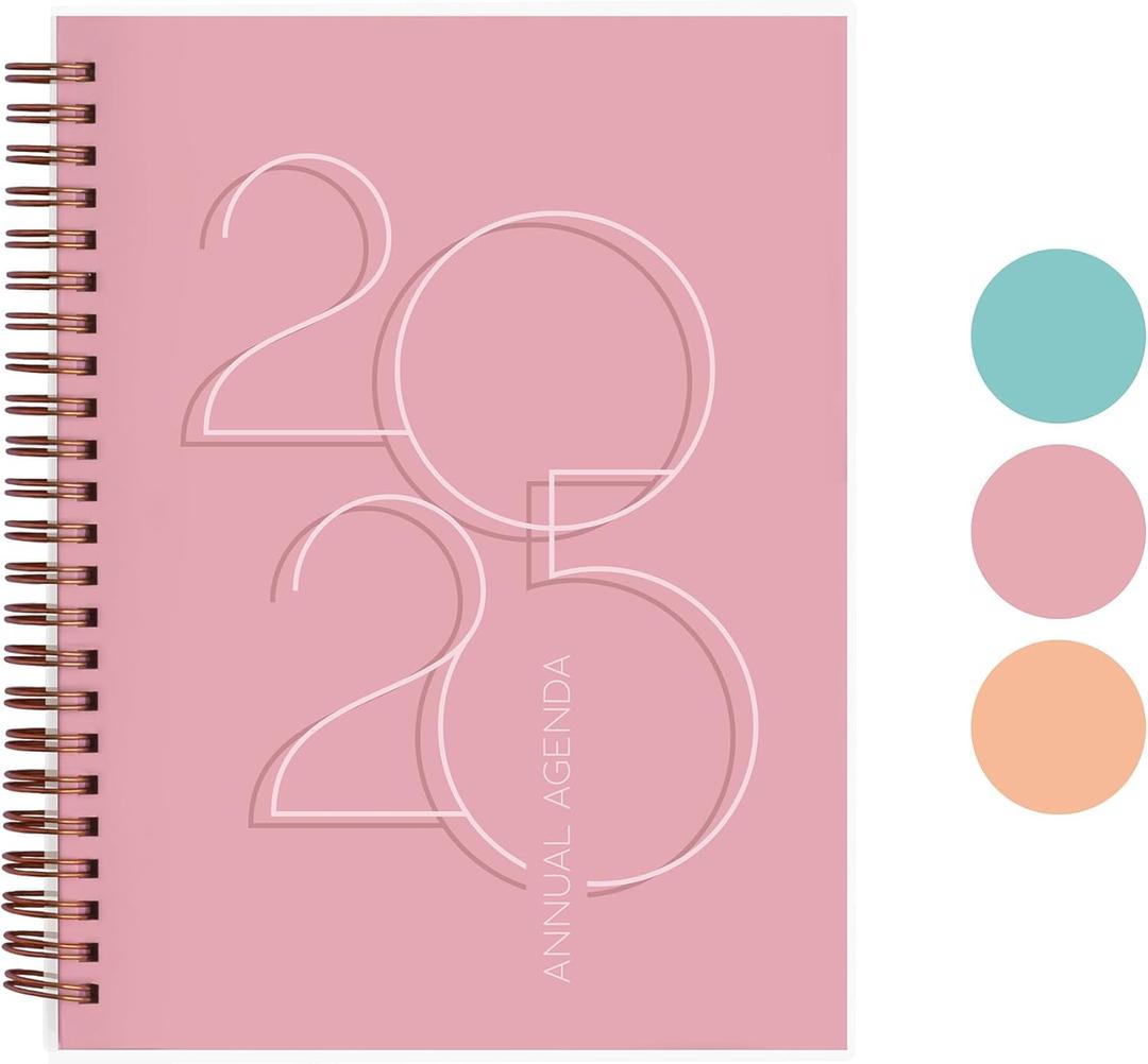 2 x Rileys & Co 2025 Deco Weekly Planner - Annual Weekly & Monthly Agenda Planner, Jan - Dec 2025, Flexible Cover, Notes Pages, Twin-Wire Binding (6 x 8-Inches, Pink)