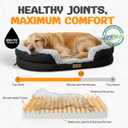 Fluffy Orthopedic Dog Bed for Large & Extra Large Dogs, Calming Plush Sofa Bed with Curved Bolster Support and Egg-Crate Foam Base, 43" Cozy Oval Pet Donut Bed with Washable Cover, Gray
