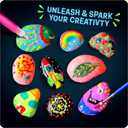 Dan&Darci Kids Rock Painting Kit - Glow in The Dark - Gifts Arts & Crafts for Boys and Girls Ages 6-12 - Craft Activities Kits - Creative Art Toys for 6, 7, 8, 9, 10, 11 & 12 Year Old Kid, Large