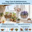 Kingbuy 10 Inch Metal Hanging Planter Basket with Coconut Liner Wire Plant Holder Watering Flower Baskets Round Pot Hanger Garden Decoration for Indoor Outdoor