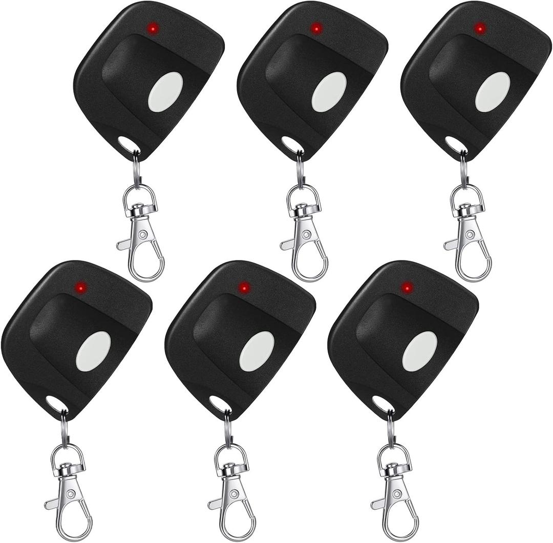 Kingdder 6 Pcs 8 Dip Switch 310mhz Garage Door Remote Compatible with Linear Delta 3 (DT DTA DTD DTC DNT00002A) Gate Opener Remote with Keychain (Black, White Button)
