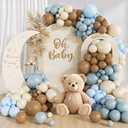 11 Pcs Dusty Blue and Brown Balloon Arch Kit, Bear Baby Shower Decorations with Brown Sand White Dusty Blue Balloons for Baby Shower Decorations Gender Reveal Birthday Party Decoration